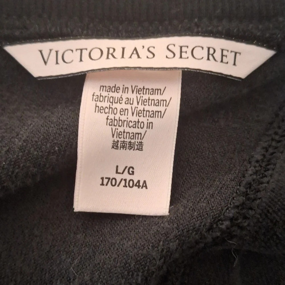 Victoria's Secret black velour  split back crew neck top SZ L - Picture 6 of 6
